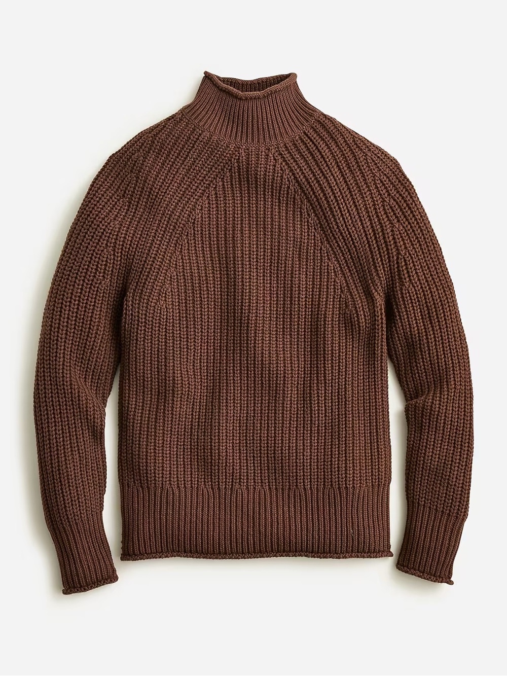 J. Crew Relaxed Rollneck Sweater in 100% cotton, Brown (dark fudge), Size XXS